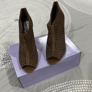 Elegant Brown Peep-Toe Ankle Boots
